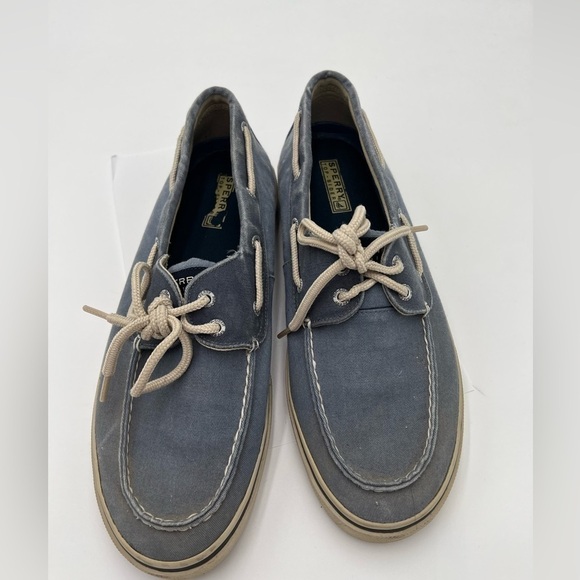 Sperry Top Sider Mens Halyard 2 Eye Denim Blue Slip On Boat Shoes Size 12 - Picture 3 of 11